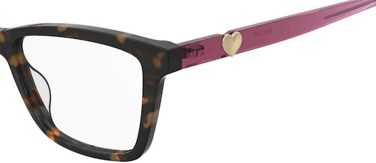 Moschino Damen Acetat Brillengestell Braun Schildpatt MOL700 0T4