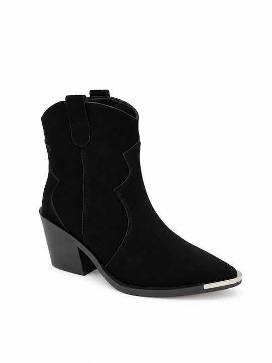Suede Women's Ankle Boots Cowboy Black