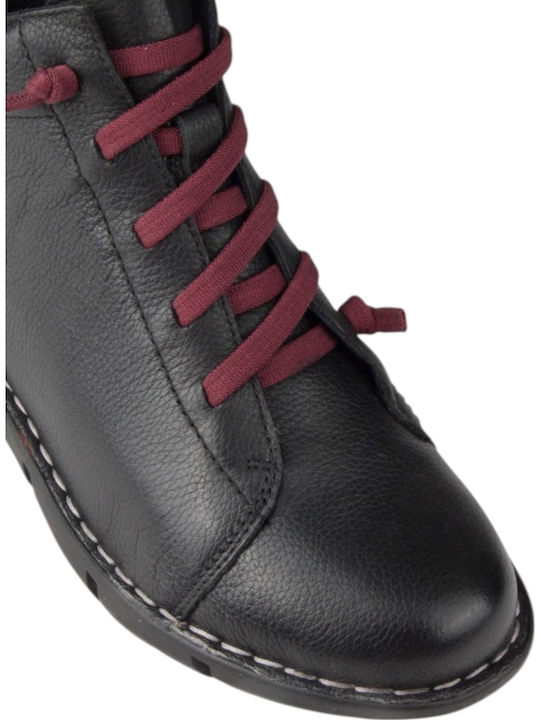 Leder Damen Stiefeletten Schwarz