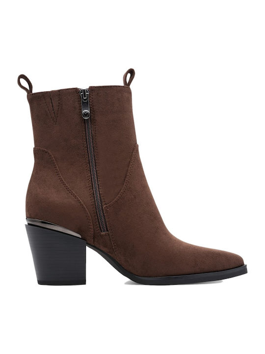 Women's Cowboy Ankle Boots with Mid Heel Brown