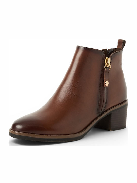 Leather Women's Ankle Boots Tabac Brown