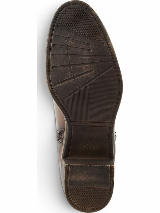 Leather Women's Ankle Boots Tabac Brown
