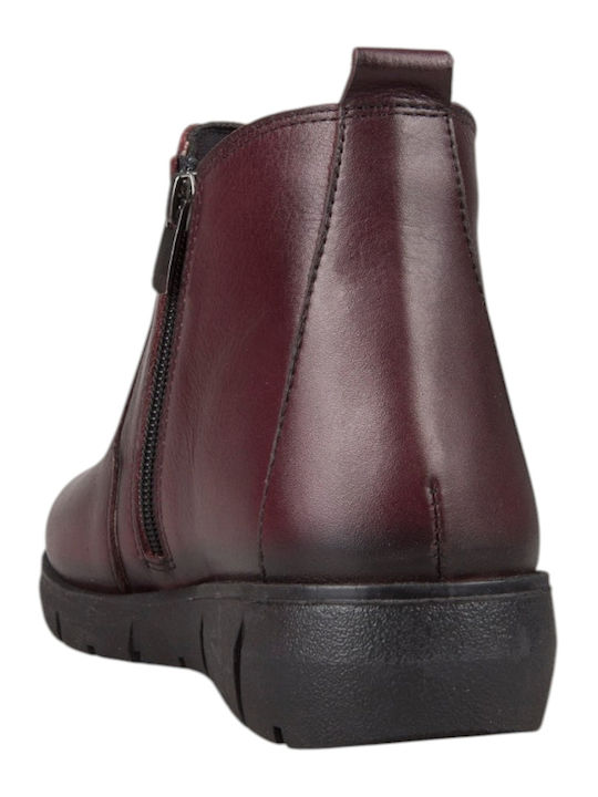 Leder Damen Stiefeletten Burgundisch