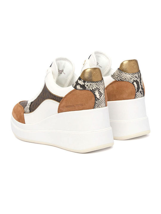 Wedge Trainer Logo Damen Sneakers Weiß / Braun / Taba