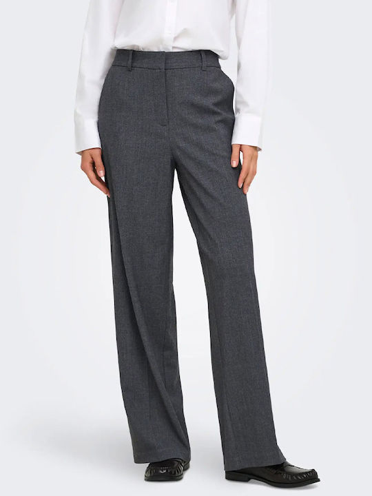 Women's High Rise Fabric Trousers in Slim Fit Grey