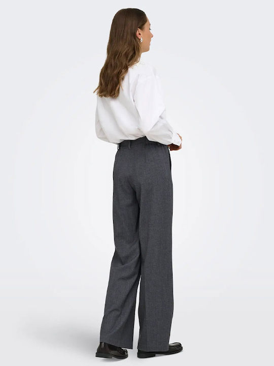 Women's High Rise Fabric Trousers in Slim Fit Grey