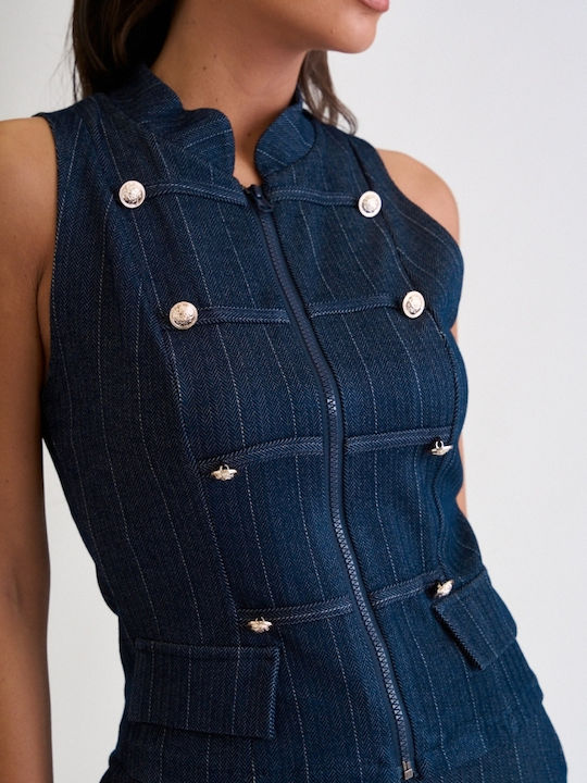 Women's Dark Blue Set with Striped Trousers