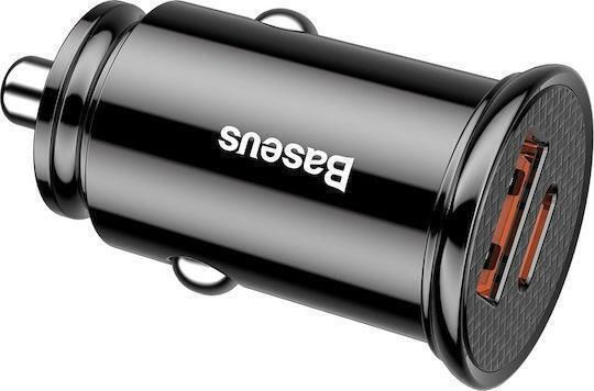 Baseus Primetrip Handy-Autoladegerät 30W Schnellladen mit Anschlüssen: 1xUSB-A 1xType-C Schwarz Farbe