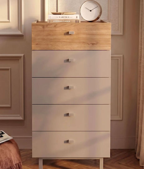 Comodă Dormitor Din Lemn Luke Cu 5 Sertare Culoare Kazmir 48x37x80cm