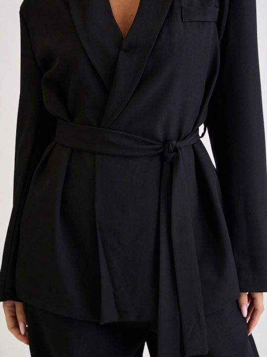 Women's Black Set with Trousers in Balloon Leg Style