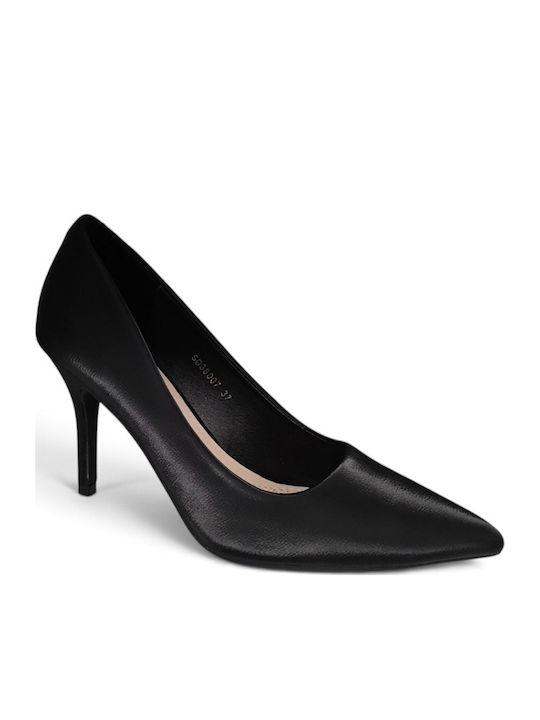 Spitze Zehen Pumps mit Stiletto Absatz Schwarz