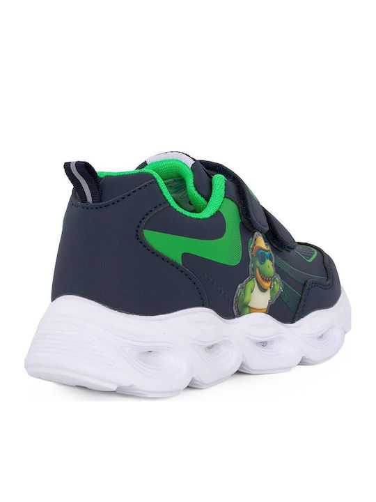 Brainrot Kids Sneakers with Hoop & Loop Closure & with Lights Black