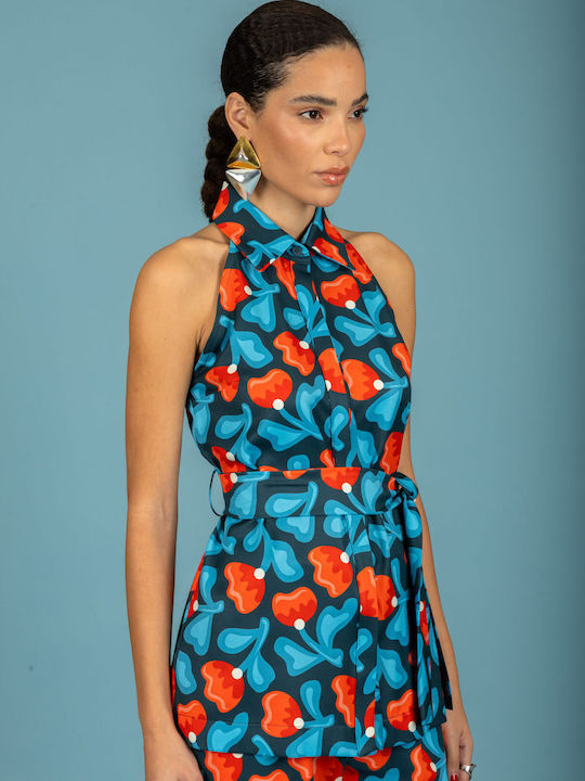 Sleeveless Women's Shirt Blue