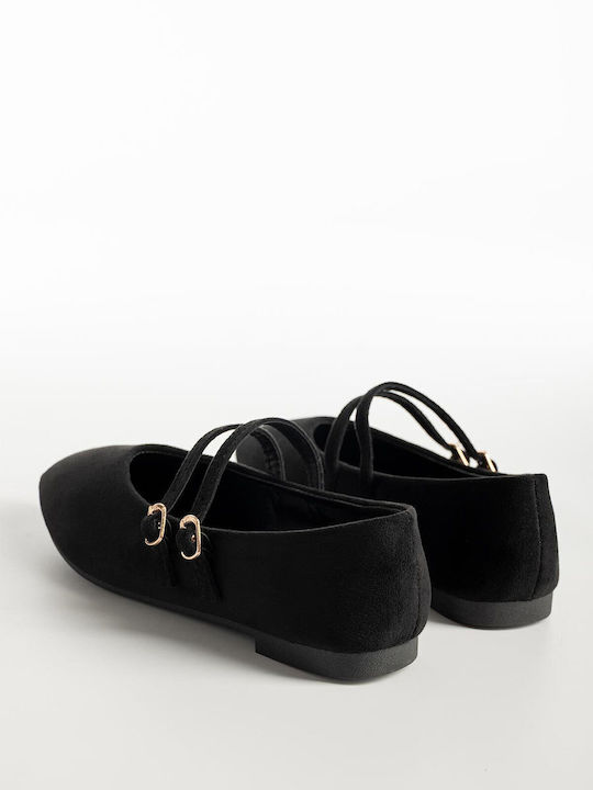 Wildleder Damen Ballerinas Schwarz