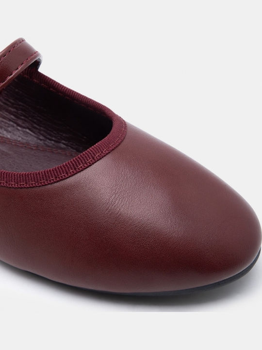 Damen Ballerinas Spitz zulaufend mit Riemchen / Riemchenverschluss Burgundisch