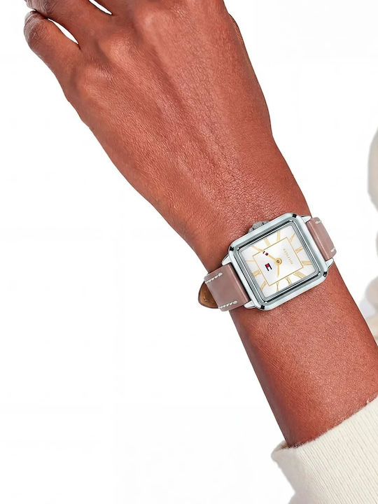 Tommy Hilfiger Mia Womens Watch Battery with Leather Strap Brown