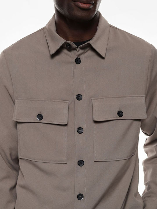 Long Sleeve Overshirt in Regular Fit Grey