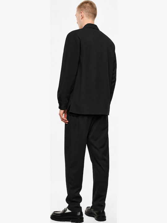 Long Sleeve Overshirt in Regular Fit Black