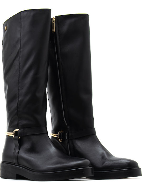 Leder Damenstiefel Reiten Schwarz