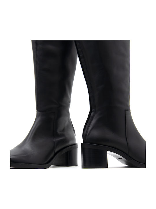 Damenstiefel Schwarz Leder