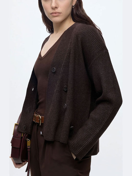 Gestrickte Damen Strickjacke mit Knöpfen Chocolate Torte