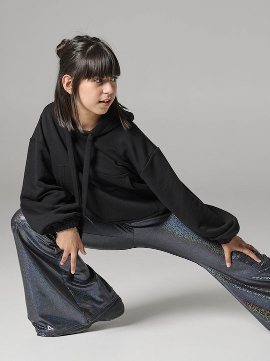Kinder-Sweatshirt mit Kapuze und Taschen Schwarz