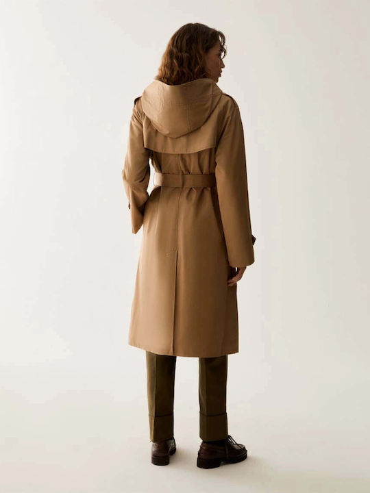 Women's Gabardine Camel with Hood