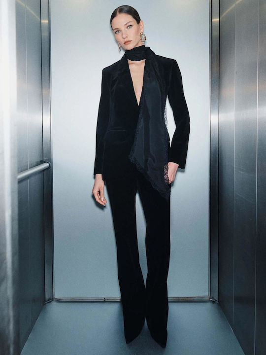 Marella Damen Samt Blazer Schwarz