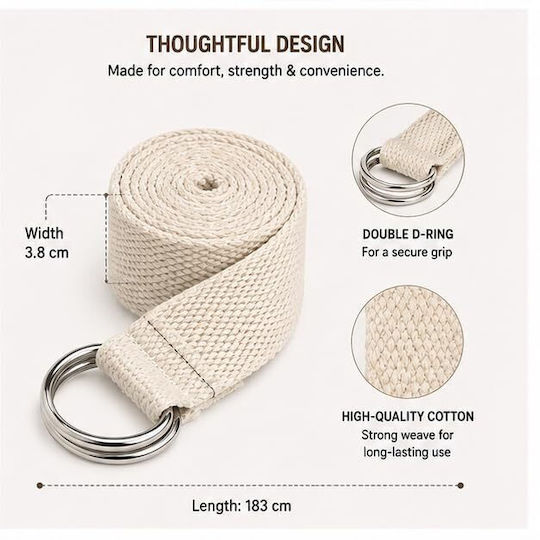 Niyamas Yoga Pilates Gürtel D-Ring Beige