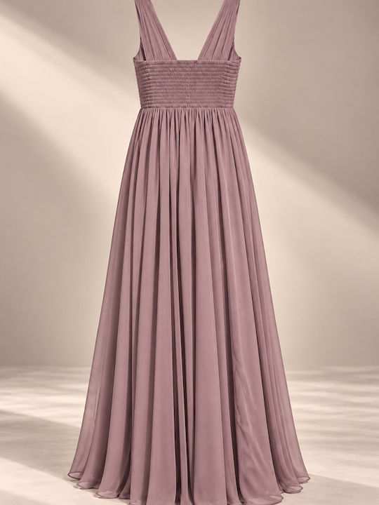 Summer Maxi Evening Satin Dress Dusty Nude