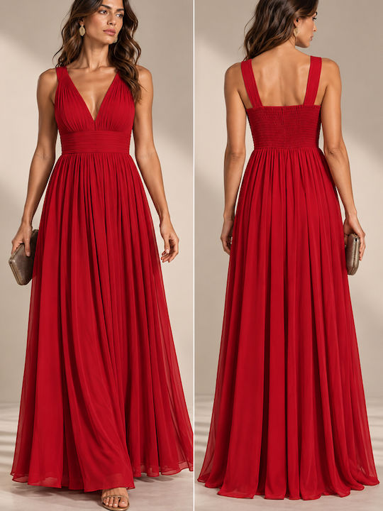 Summer Maxi Evening Satin Red Dress