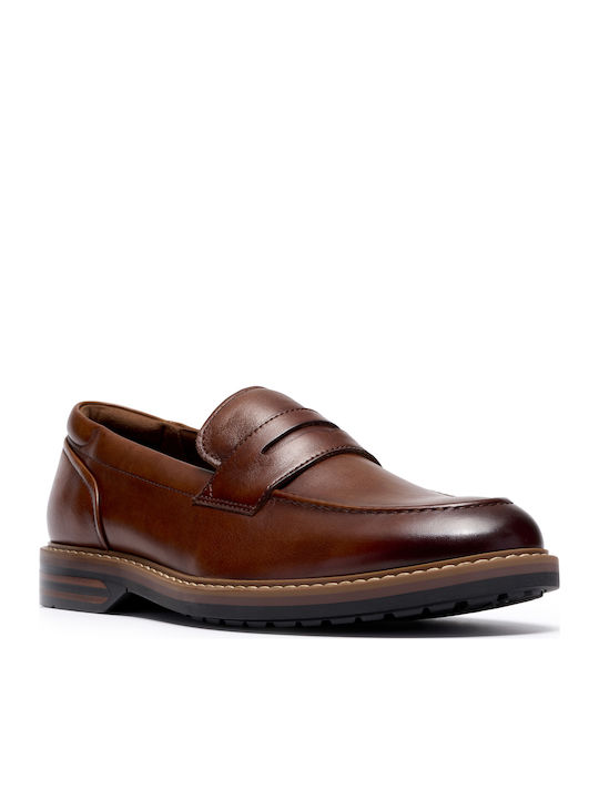 Step Δερμάτινα Ανδρικά Loafers σε Ταμπά Χρώμα