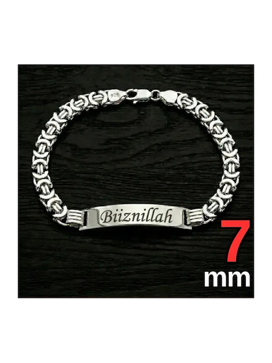 SteweHome Men's Bracelet with Name from Silver with Pearls 21cm