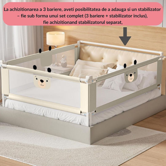 Kidizi Bară de Protecție pentru Pat Pliabilă din Material Textil în Culoare Bej 200 cm