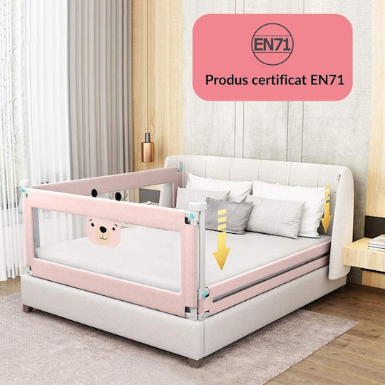 Kidizi Bară de Protecție pentru Pat Pliabilă din Material Textil în Culoare Roz 160εκ.