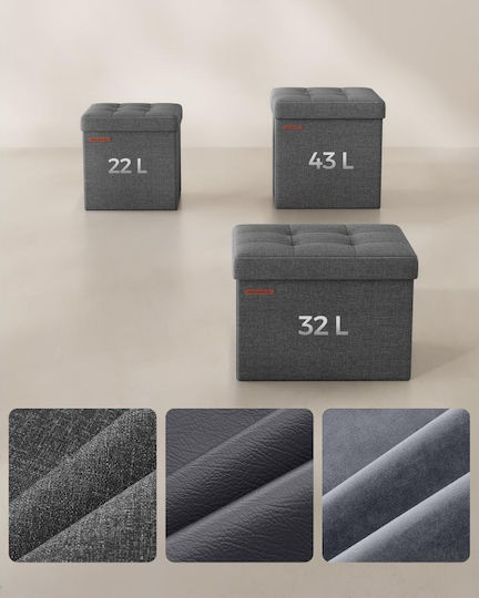 Hocker Für Das Wohnzimmer Mit Stauraum Mit Stoff Dunkelgrau 30x30x30cm