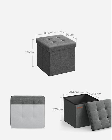 Hocker Für Das Wohnzimmer Mit Stauraum Mit Stoff Dunkelgrau 30x30x30cm