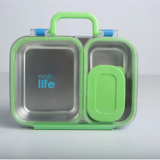 Ecolife Lunch Box Plastic Blue With Compartments 800ml