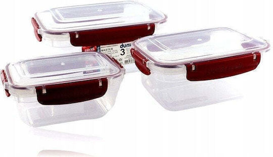 Max Home Set Plastic Lunch Boxes Transparent 3 Pieces