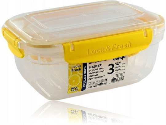 Max Home Set Plastic Lunch Boxes Transparent 3 Pieces