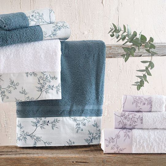 Rythmos Set of Bath Towels 3 pcs Odet White-Purple Weight 500gr/m²