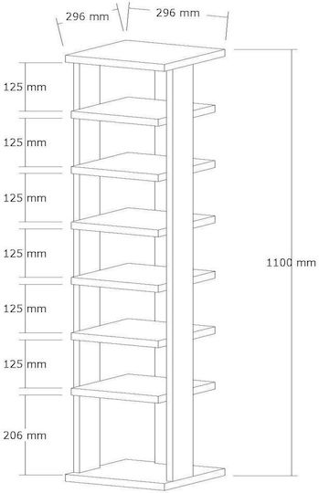Ayka Дървен Отворен Шкаф за Обувки Кафяв Д29.6xШ29.6xВ110cm