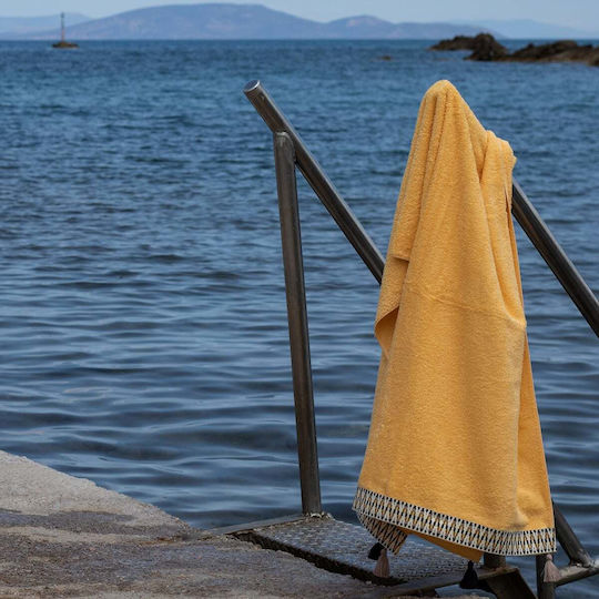 White Fabric Πετσέτα Θαλάσσης Βαμβακερή Κίτρινη 160x80εκ.