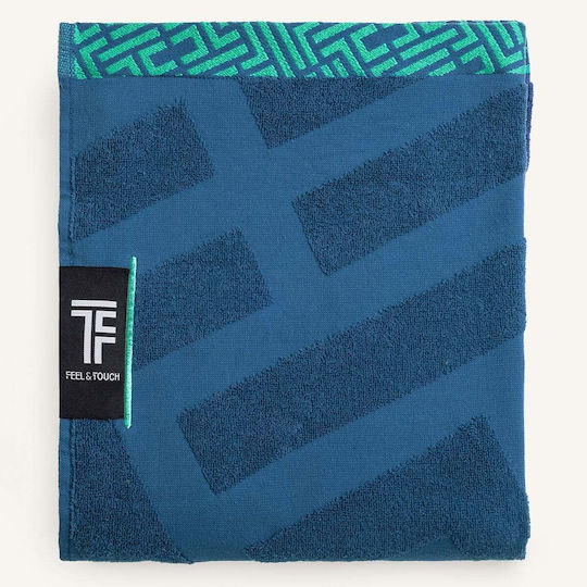Feel & Touch Strandtuch Baumwolle Blau 180x90cm