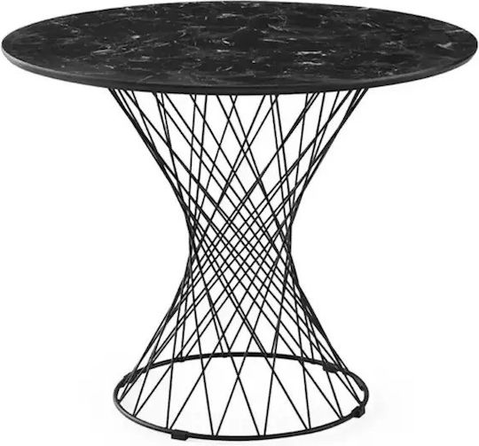Round Black Marble Dining Table – Kitchen & Dining Table Metal Base 90x90cm Round Black Marble Dining Table – Kitchen & Dining Table Metal Base 90x90cm