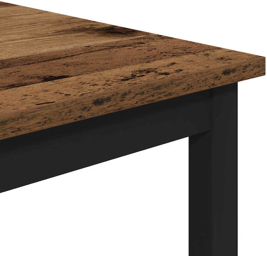 Quadratischer Bar-Tisch Aus Holz Mit Metallrahmen Gebeiztes Holz 52x52x90cm