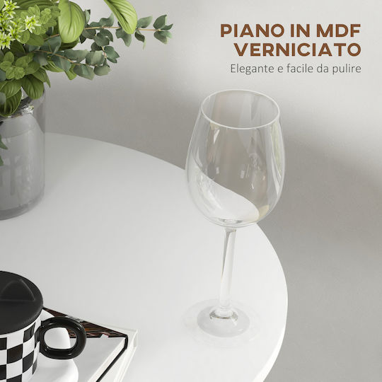 Round Bar Table Wooden with Metal Frame White 60x60x102cm