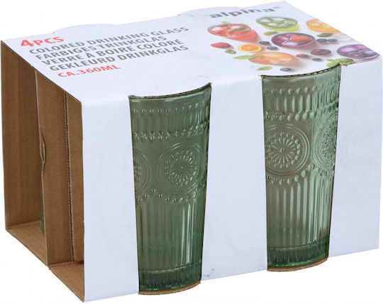 Pahar Pentru Apă Verde S/4 Clasic 360ml/7,8x12,6cm