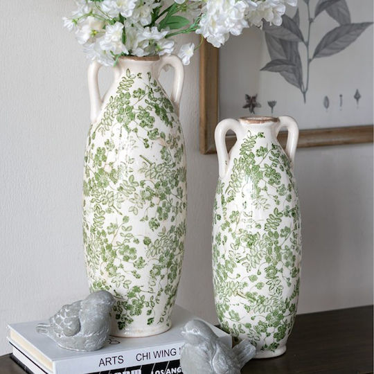Artekko Dekorative Keramikvase Aurelion Weiß Φ13xΥ35cm