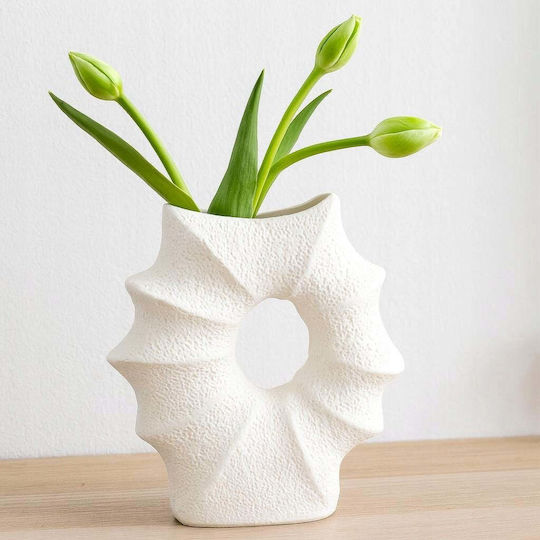 Home&Styling Collection Vase aus Porzellan Home Weiß 21x7xH23.5cm Home&Styling Collection Vase aus Porzellan Home Weiß 21x7xH23.5cm